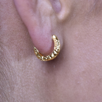 Edda Textured Dainty Sleeper Hoop Earrings (Gold Vermeil)