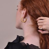 Valencia 22K Twisted Gold Croissant Earrings
					