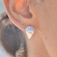 Esmarie Twin Clam Huggie Earrings (Silver)