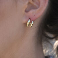 Asta Sculptural Twin Line Earrings (Gold)