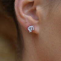 Virgo Artisan Zirconia Pavé Stud Earrings (Silver)