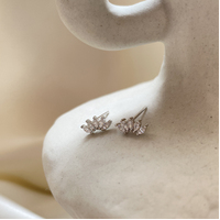 Aliz Zircon Arch Stud Earrings (Silver)