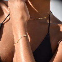 Birdie Evil Eye Necklace & Bracelet Gift Set (Gold)
					