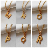 24K Gold Initial Pendant Necklace - 3 Letters