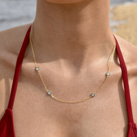 Dilara Blue Zircon Evil Eye Necklace (Gold)
					