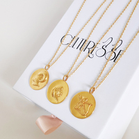 She Is Aries Artisan 24K Gold Zodiac Pendant Necklace
					
