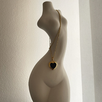 Fabienne Black Onyx Heart Pendant Necklace
					