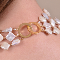 Florence Luxury Diamond Pearl Layering Necklace 
					