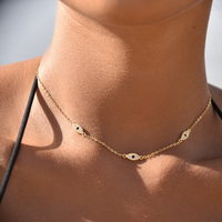 Birdie Evil Eye Necklace / Choker (Gold)
					