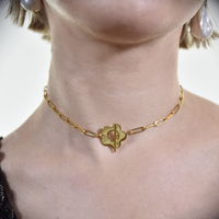 Lamea Flower Toggle Link Chain Choker Necklace
					