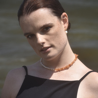 Amoret Natural Agate Macadam Pearl Necklace
					