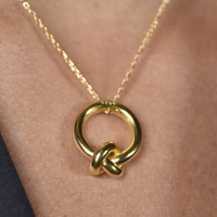Manon Artsy Solid Knot Pendant Necklace (Gold Vermeil)
					