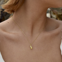 Louna Artisan Textured Drop Pendant Necklace (Gold)
					