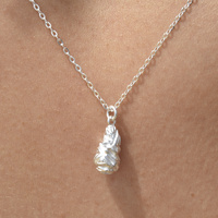 Louna Artisan Textured Drop Pendant Necklace (Silver)
					