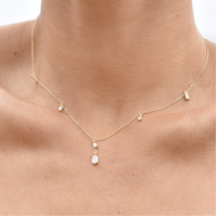 Brita Dainty Teardrop Diamante Necklace (Gold)
					