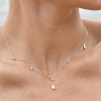 Brita Dainty Teardrop Diamante Necklace (Silver)
					
