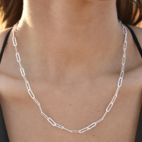 Elijah Textured Link Chain Necklace (Silver)
					