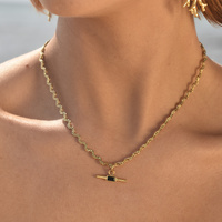 Merida Wavy Chain Necklace (Black Stone)
					