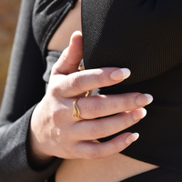 Selene Artisan Lining Open Ring (Gold Vermeil)
					