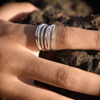 Viana Artisan Line Stack Open Ring (Silver)