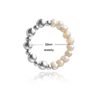 Aoife Silver Beaded Pearl Ring
					