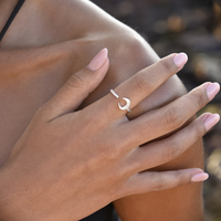 Chandra Artisan Crescent Moon Open Ring (Silver)
					