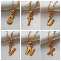 24K Gold Initial Pendant Necklace - 2 Letters
					