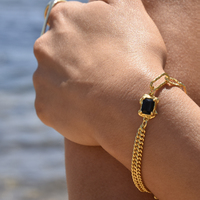 Dakota Black Onyx Dual Chain Bracelet (Gold Vermeil)
					
