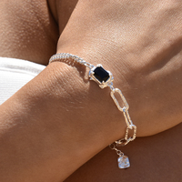 Dakota Black Onyx Dual Chain Bracelet (Silver)
					