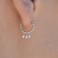 Augusta Beaded Zirconia Drop Earrings (Silver)