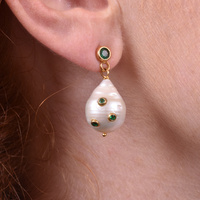 Portia 24K Emerald Baroque Pearl Earrings