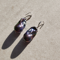 Ebony Mediterranean Dark Baroque Pearl Earrings
					