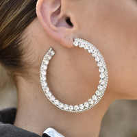Bronwyn Runway Style Diamante Hoop Earrings