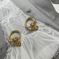 Liana Bow Tie Hoop Earrings (Gold)