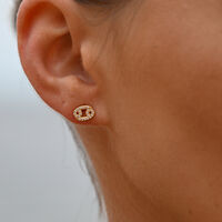 Cancer Artisan Zirconia Pavé Stud Earrings (Gold)