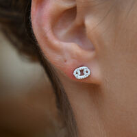 Cancer Artisan Zirconia Pavé Stud Earrings (Silver)