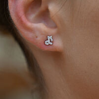 Capricorn Artisan Zirconia Pavé Stud Earrings (Silver)