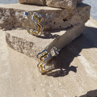 Noemie Dual Tone Bear Outlined Earrings