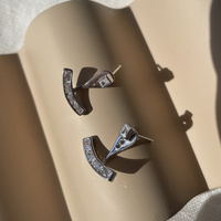 Aki Diamante Earlobe Hug Earrings (Silver)