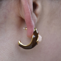 Lafayette Enamel Croissant C Hoop Earrings (Coffee)