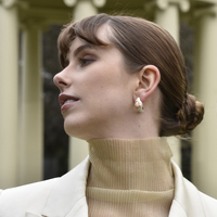 Lafayette Enamel Croissant C Hoop Earrings (Cream)