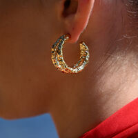 Dejouer 24K Sculptured Twin Hoop Earrings