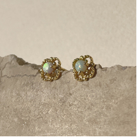 Aeliana Dainty Opal Stud Earrings (Gold)