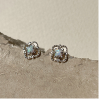 Aeliana Dainty Opal Stud Earrings (Silver)