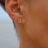 Gemini Artisan Zirconia Pavé Stud Earrings (Gold)