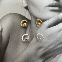 Delja Dainty Zircon Heart Huggie Earrings (Gold)