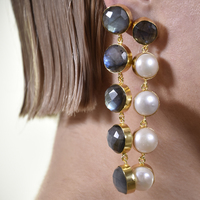 Carolita Artisan Natural Labradorite Crystal Drop Earrings 
					