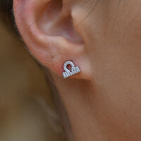 Libra Artisan Zirconia Pavé Stud Earrings (Silver)