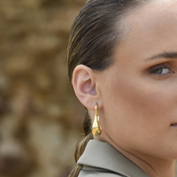 Franca Elongated Gold Bowl Earrings