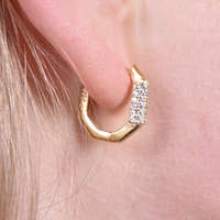 Octavia CZ Inlaid Dainty Huggie Earrings (Gold)
					